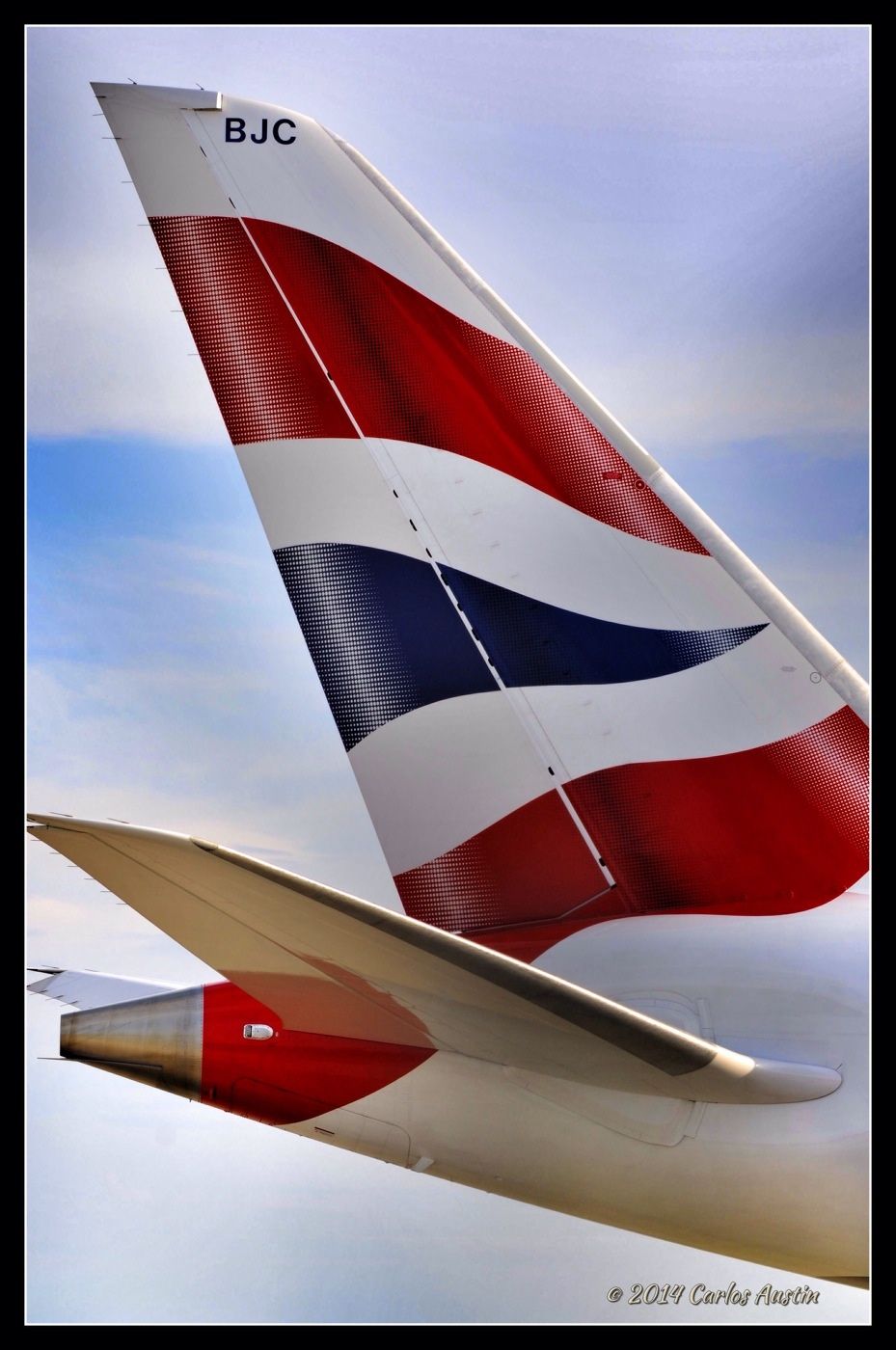 Proud colors of the British Airways on the tail of a 787-8